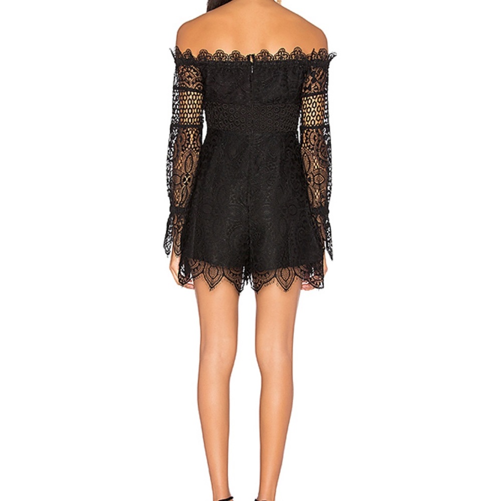 Kendall + Kylie Off Shoulder Black Lace Romper XS - Picture 4 of 5